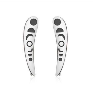 Silver Tone Crescent Moon Phase Climber Earrings